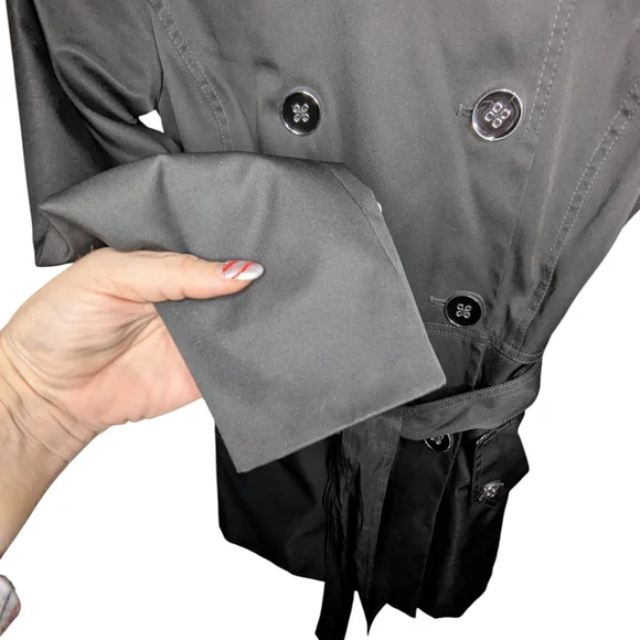 Banana Republic Petite XS Black Classic Trench Coat Belted Tailored - Picture 9 of 14